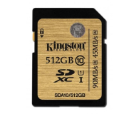 Kingston 512GB SDXC UHS-I Class10 zapis 45MB/s odcz 90MB/s - 253702 - zdjęcie 1